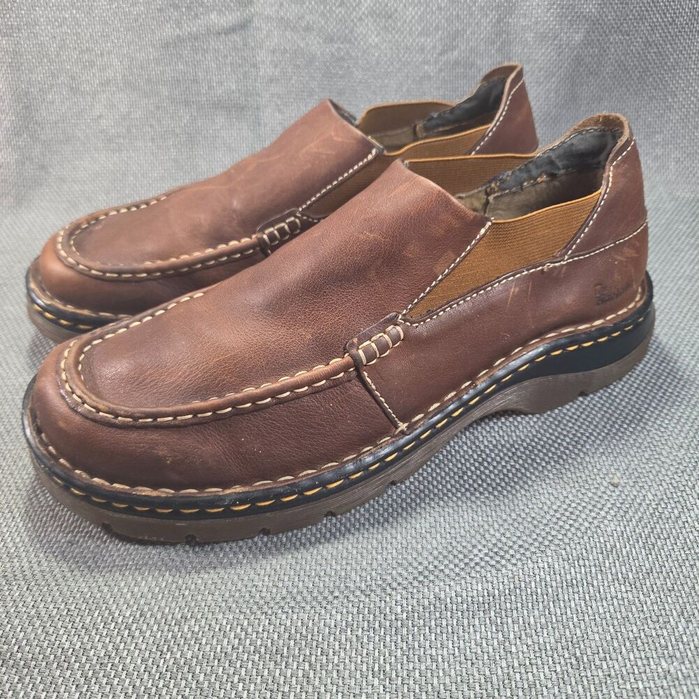 Dr. Martens Mens 10 Brown Leather Slip On Casual Shoes Round Toe Low Top Boot - Picture 4 of 8